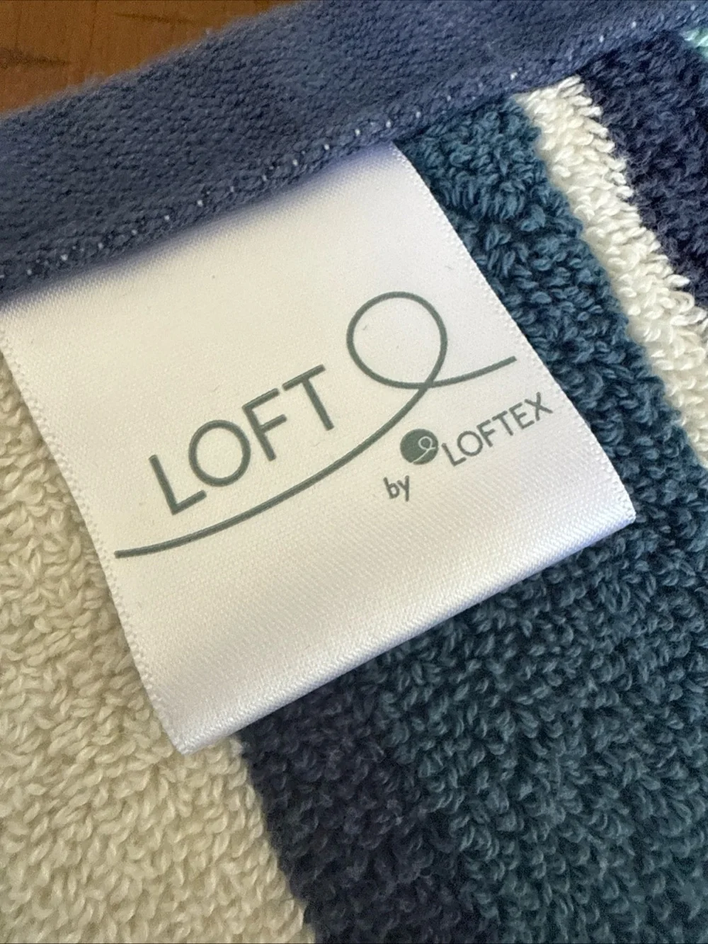LOFT by LOFTEX Luxury 6Pc - 2 Bath 4 Hand Towel 100% Cotton Aqua Blue Stripe NEW